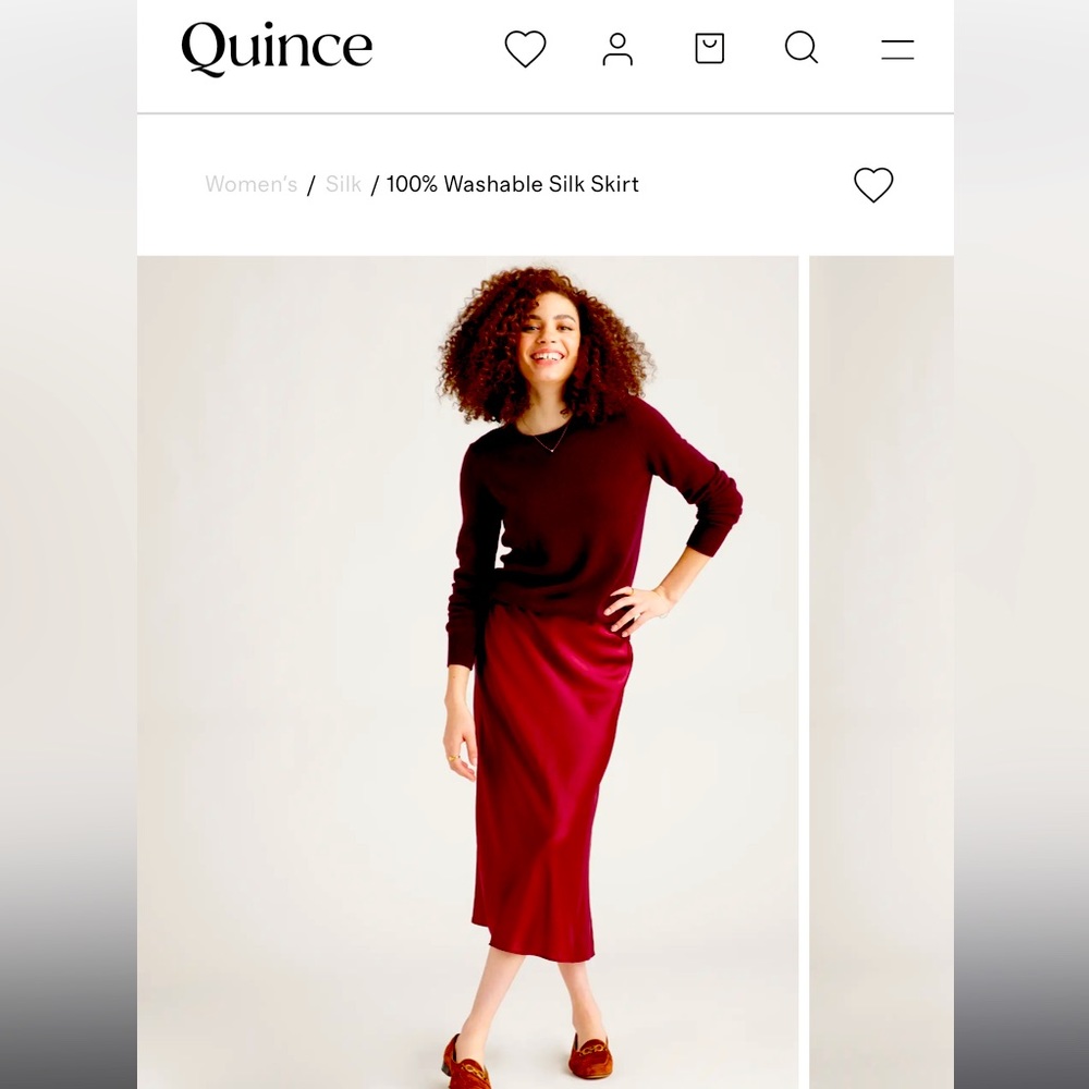 Quince washable silk skirt, size large